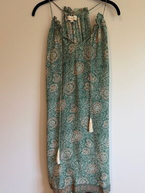 Natalie Martin Green and Cream Floral Midi Dress